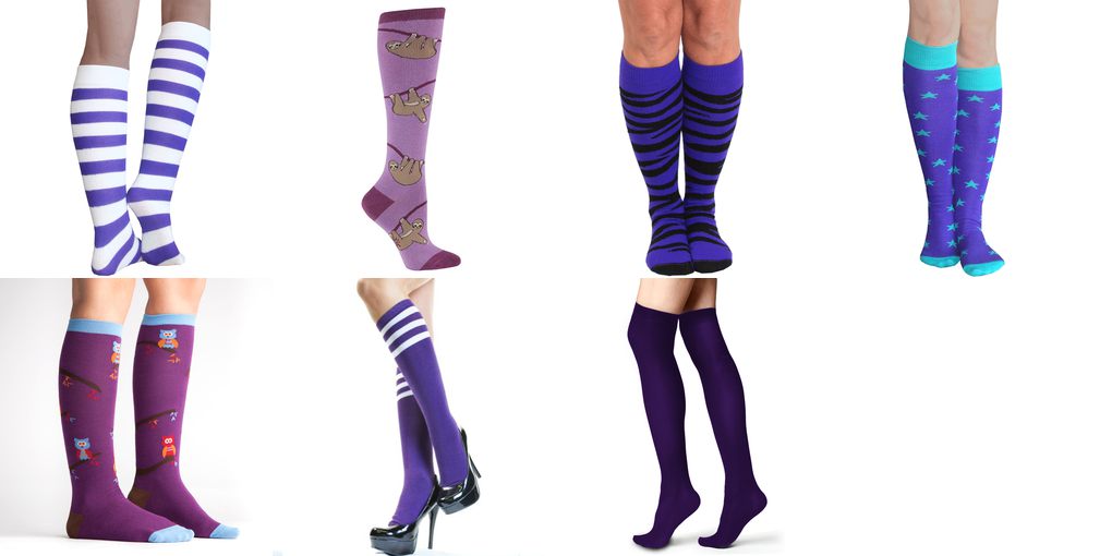 purple knee high socks